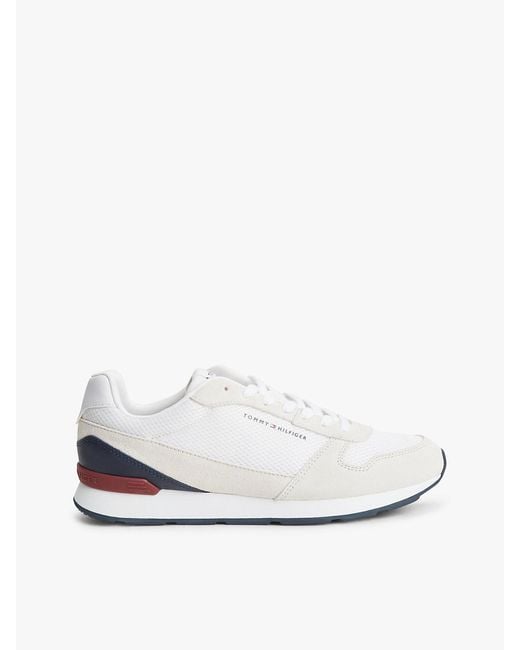 Tommy Hilfiger White Suede Lightweight Mesh Trainers for men