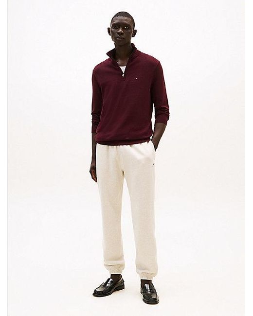 Tommy Hilfiger Trui Met Halve Rits En Geborduurde Vlag in het Red voor heren