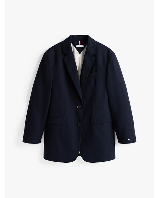 Tommy Hilfiger Blue Relaxed Single Breasted Longline Blazer