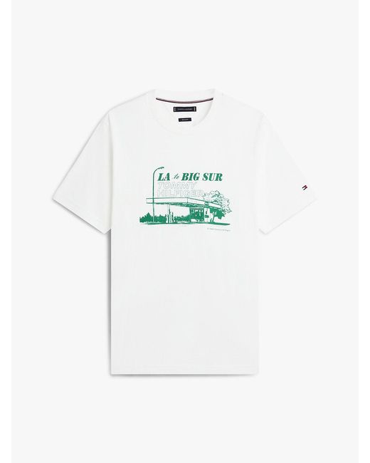 Tommy Hilfiger White Photo Print Jersey Crew Neck T-Shirt for men
