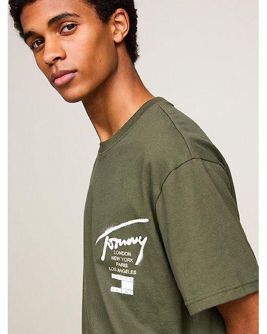 Tommy Hilfiger T-Shirt mit Rückenlogo und Rundhalsausschnitt in Green für Herren