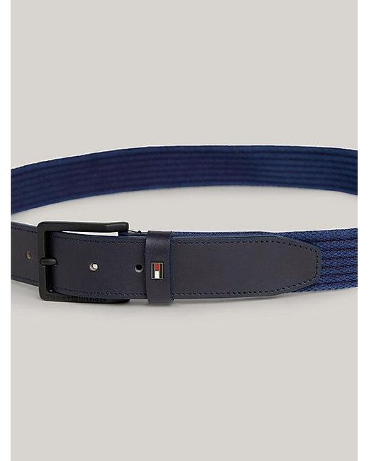 Cinturón textil trenzado con hebilla esmaltada Tommy Hilfiger de hombre de color Blue