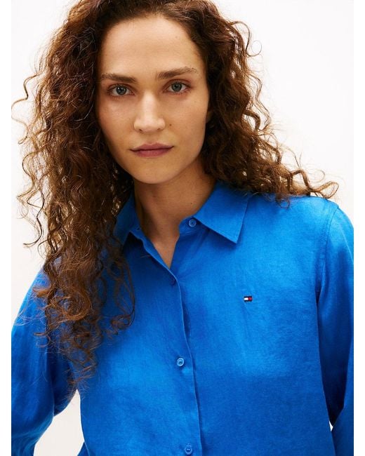Tommy Hilfiger White Relaxed Fit Pure Linen Shirt