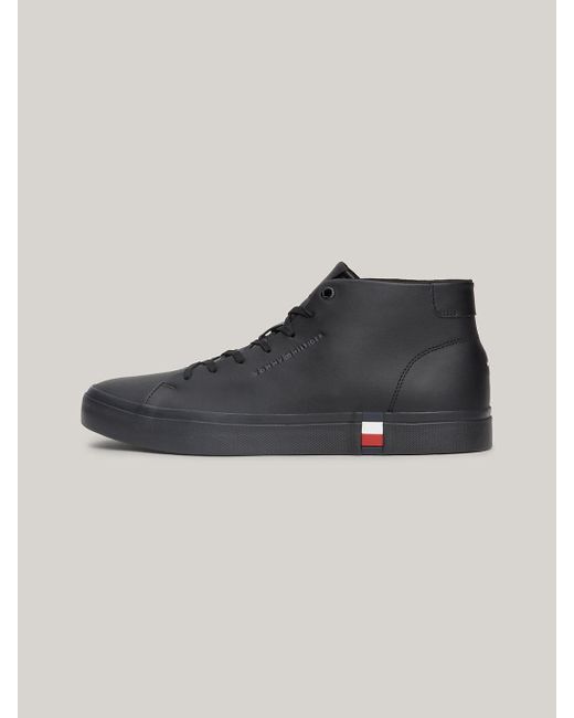 Tommy Hilfiger Black Logo Lace-up Leather Trainers for men