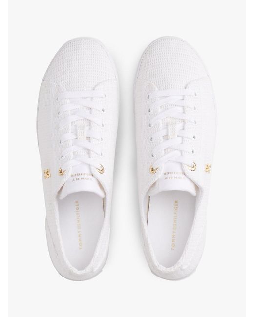 Tommy Hilfiger White Th Monogram Textured Trainers