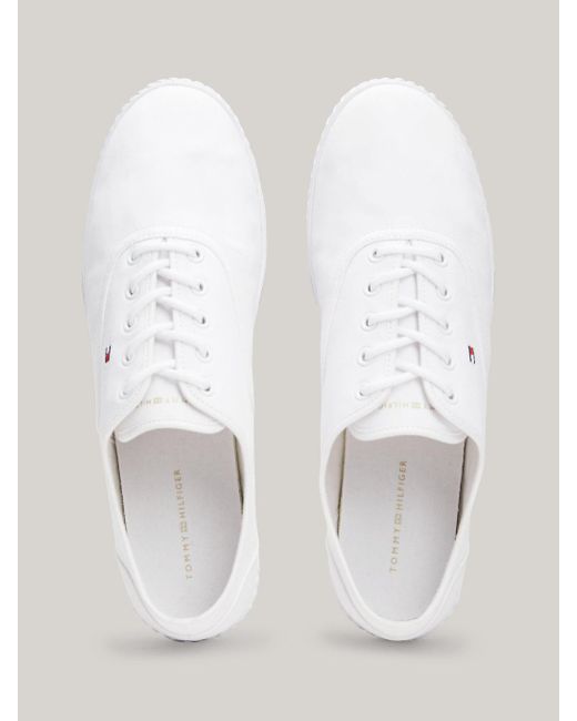 Tommy Hilfiger White Essential Flag Embroidery Canvas Trainers