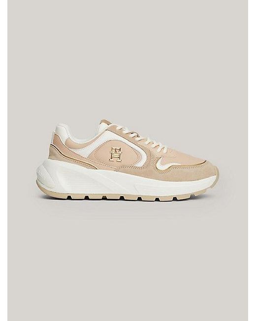 Tommy Hilfiger Chunky Leren Sneaker Met Th-monogram in het Metallic