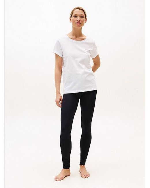 Tommy Hilfiger Lange Legging Met Logotailleband in het White
