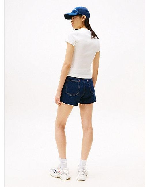 Camiseta Acanalada Con Parche De Corte Slim Tommy Hilfiger de color White