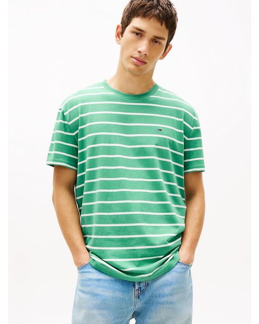 Tommy Hilfiger Green Tommy Flag Stripe Jersey T-Shirt for men