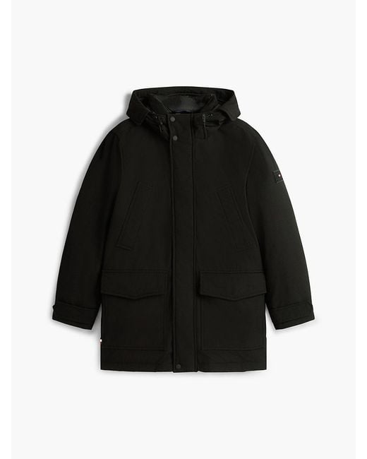 Tommy Hilfiger Black Logo Patch Down Hooded Rockie Parka for men