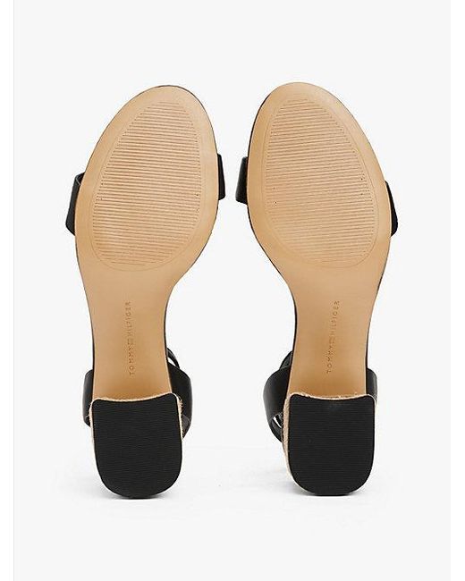 Tommy Hilfiger Leren Sandaal Met Espadrillehak in het White