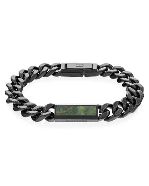 Bracelet plaqué ion noir et jade à logo Tommy Hilfiger pour homme en coloris Black