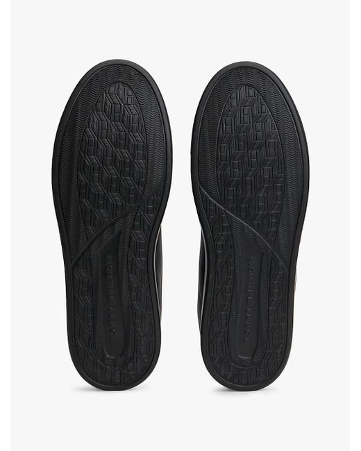 Tommy Hilfiger Black Hilfiger Icon Leather Court Trainers for men