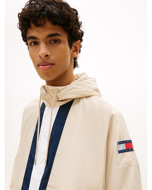 Tommy Hilfiger Blue Oversized Colour-Blocked Water Repellent Chicago Windbreaker for men