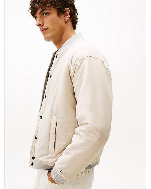 Tommy Hilfiger Reversible Bomberjack Met Varsity-Embleem in het Natural voor heren