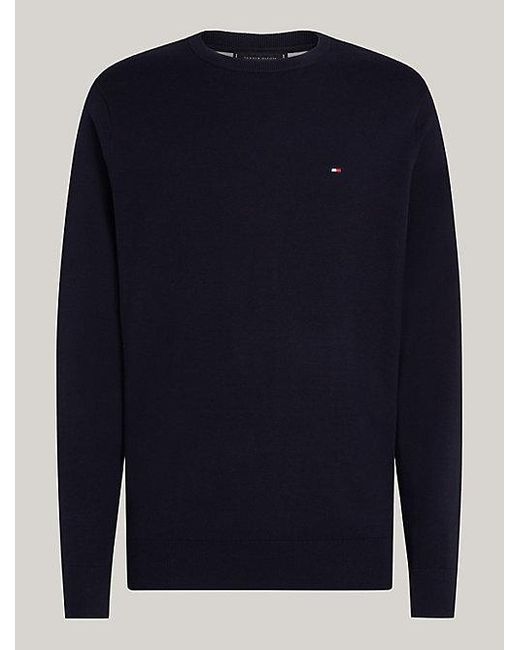 Tommy Hilfiger Trui Met Ronde Hals En Geborduurde Vlag in het Blauw voor heren Lyst NL