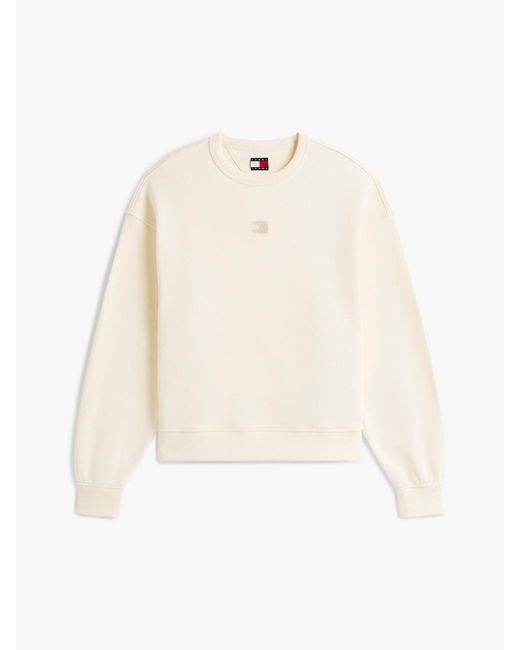 Tommy Hilfiger White Tommy Badge Boxy Fleece Sweatshirt