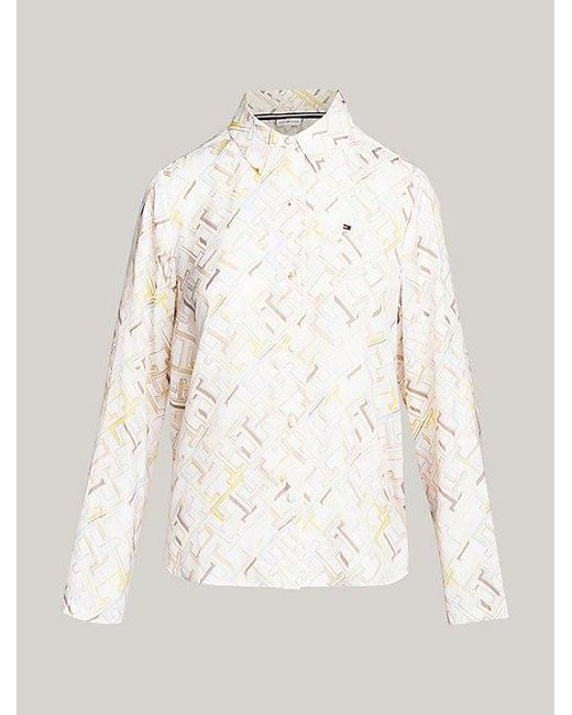 Tommy Hilfiger Th Monogram Pyjamaset Met Overhemd En Broek in het Natural