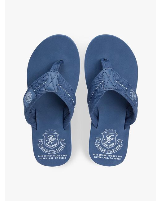 Tommy Hilfiger Blue Crest Patch Webbing Strap Flip-flops for men