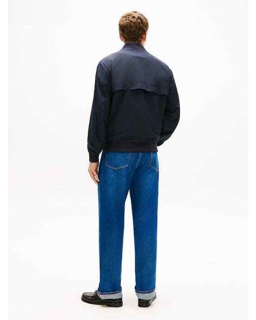 Tommy Hilfiger Blue Water Resistant Tonal Logo Bomber Jacket for men