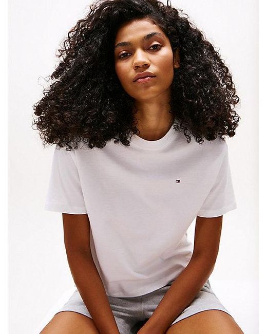 Camiseta De Pijama Amplia En Punto Tommy Hilfiger de color White