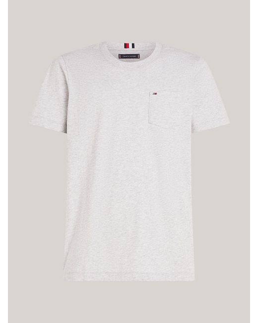 T-shirt à col ras-du-cou et poche plaquée Tommy Hilfiger pour homme en coloris White