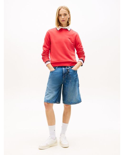 Tommy Hilfiger Red Flag Embroidery Fleece Sweatshirt