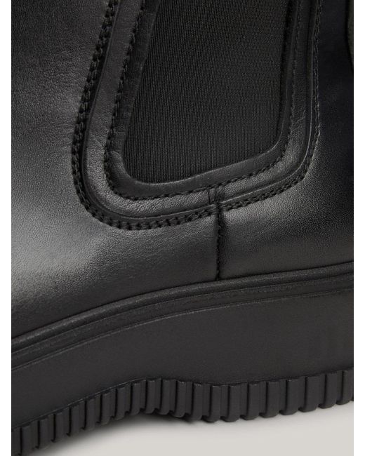 Tommy Hilfiger Black Water-repellent Leather Chelsea Boots for men