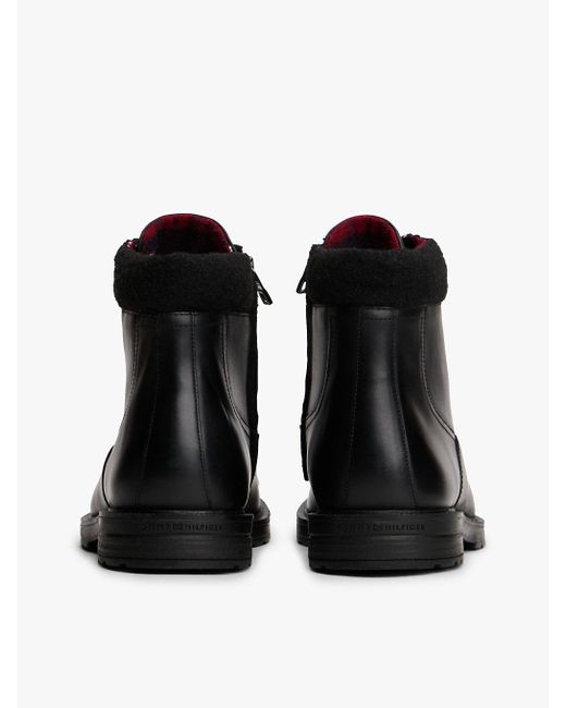 Bottes En Cuir À Semelle Crantée Tommy Hilfiger pour homme en coloris Black