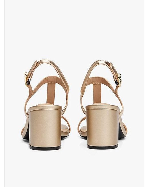 Tommy Hilfiger Metallic Leren Sandaal Met Blokhak in het White