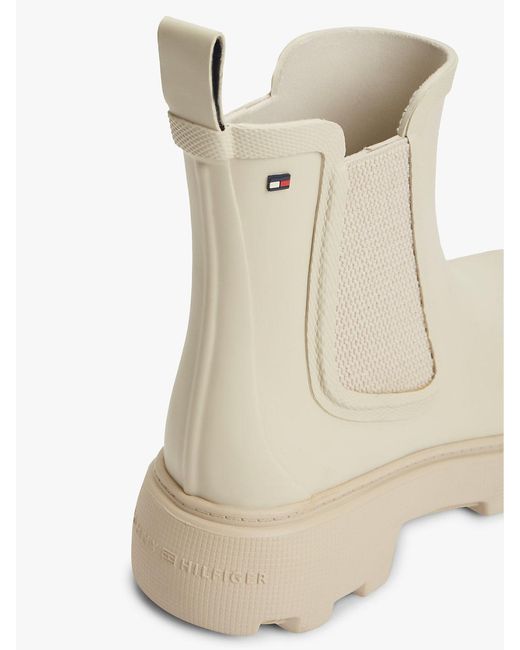 Tommy Hilfiger Natural Rubberised Flag Cleat Rain Boots