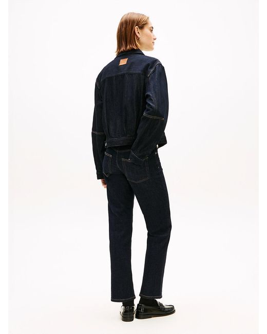 Tommy Hilfiger Black Flag Embroidery Pleated Denim Jacket