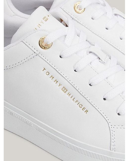 Tommy Hilfiger Elevated Essential Leren Court Sneaker in het White