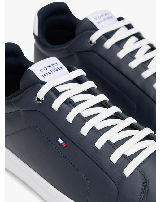 Tommy Hilfiger Blue Hilfiger Icon Leather Court Trainers for men