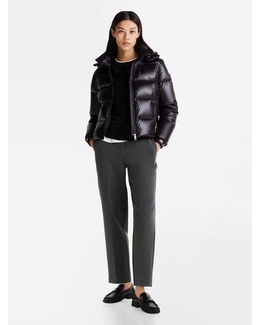 Tommy Hilfiger Black High-shine Hooded Down Puffer Jacket