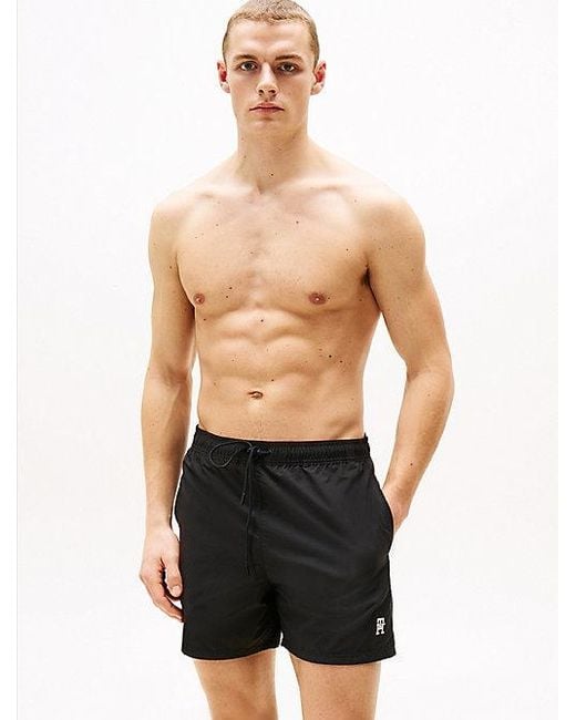 Tommy Hilfiger Medium Lange Zwemshort Met Th-Monogram in het Black voor heren