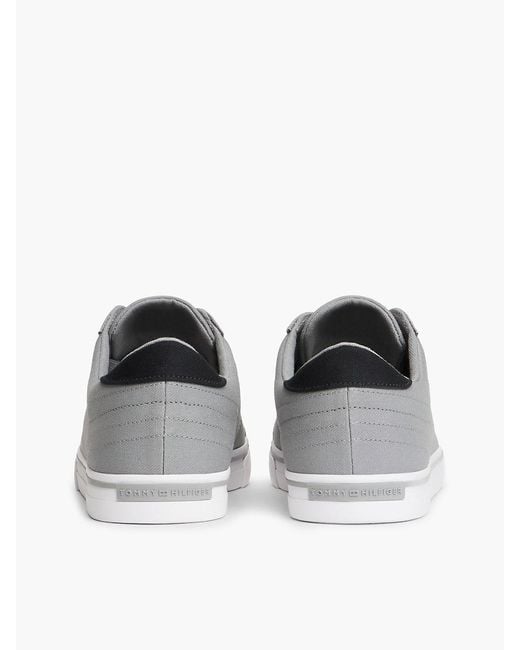 Tommy Hilfiger White Canvas Embossed Trainers for men