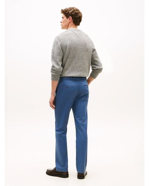 Tommy Hilfiger Blue Denton Micro Print Straight Leg Chinos for men