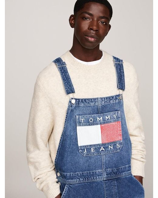 Tommy Hilfiger Blue Ryan Flag Badge Regular Dungarees for men