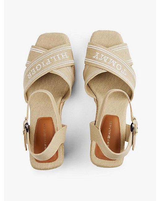 Tommy Hilfiger Espadrille Met Sleehak in het Natural