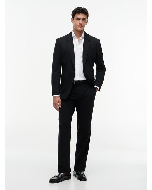 Tommy Hilfiger Black Tech Pressed Crease Wool Blend Trousers for men