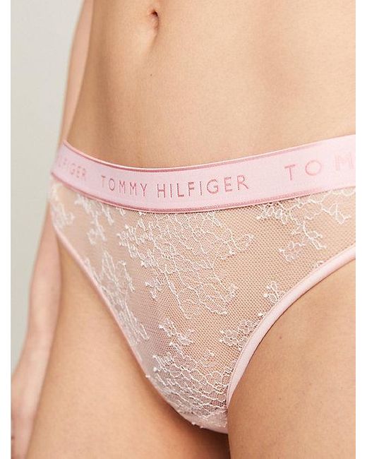 Braguitas de cintura baja con encaje y logo Tommy Hilfiger de color Pink