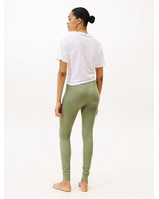Tommy Hilfiger Lange Riblegging Met Logo in het Green