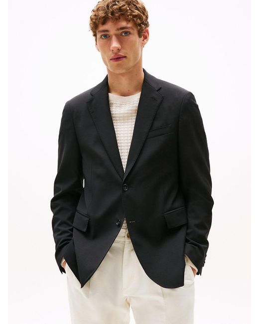 Tommy Hilfiger Black Wool Blend Slim Blazer for men