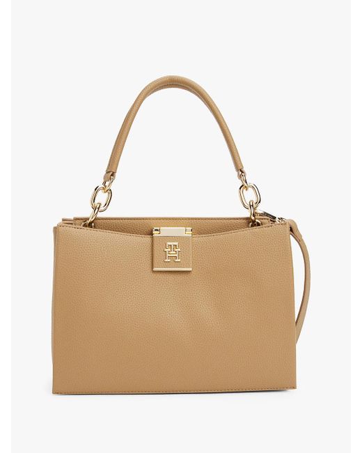 Borsa Tote Zigrinata A Tracolla di Tommy Hilfiger in Natural