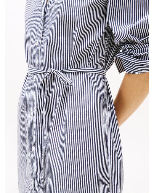 Robe Chemise Midi En Popeline Rayée Tommy Hilfiger en coloris Blue