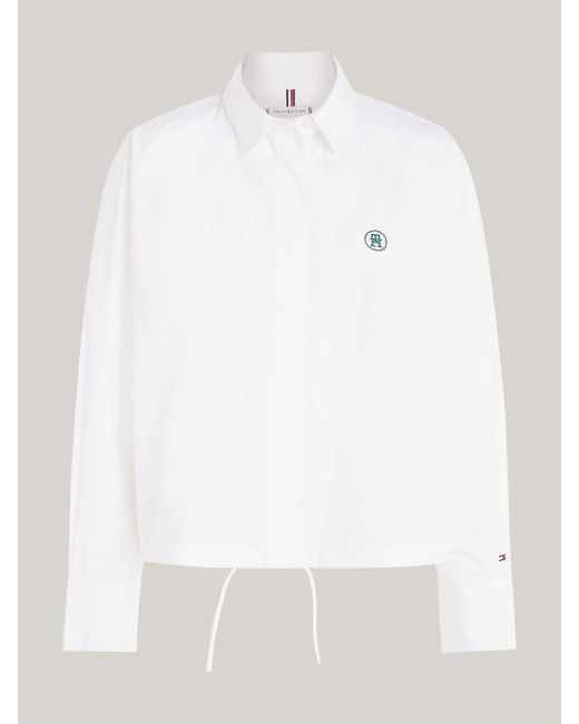 Chemise courte à monogramme TH et cordon Tommy Hilfiger en coloris White