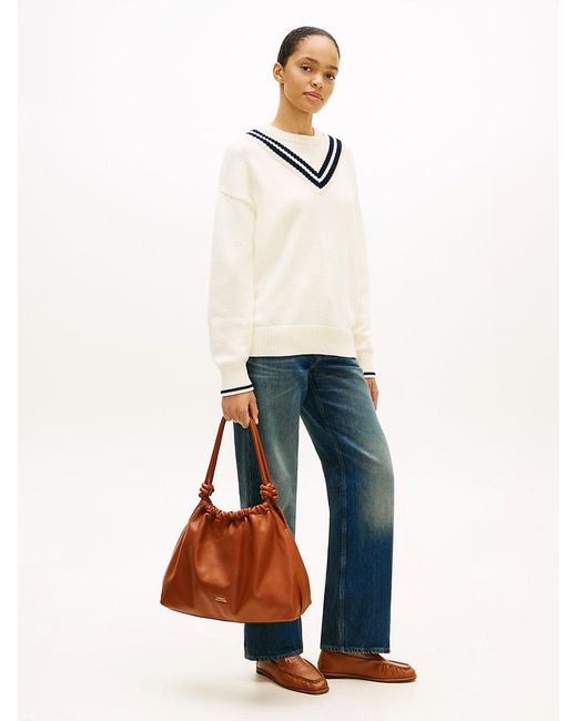 Tommy Hilfiger Brown Soft Leather Hobo Bag