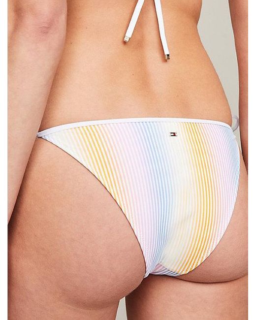 Tommy Hilfiger Blue Essential Print-Bikinihose mit Bindebändern